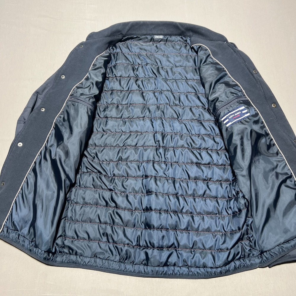 Saint James Men's Navy Blue Long Sleeve‎ Full Zip Quilted Puffer Coat Size 42 L - Picture 9 of 16